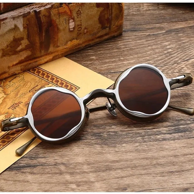 Double-Layered Frame Retro Round Sunglasses