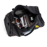 Patchwork Rivet Design Leather Duffle Bag