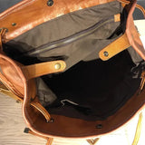 Patch Rivet Brown Genuine Leather Backpack