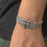 Gothic Feather Wing Cross Cuff Bracelet