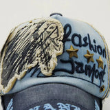 Casquette de baseball en denim brodée d'étoiles