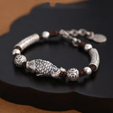 Retro Fish Beaded Sterling Silver Bracelet