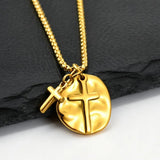Small Coin Cross Pendant Necklace