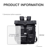 Mochila impermeable negra con tapa enrollable
