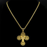 Medal Cross Rhinestone Pendant Necklace