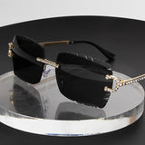 Irregular Cut Rimless Sunglasses