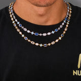 Blue Rhinestones Chain Necklace