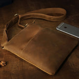 Minimalist Stitched Trim Leather Messenger Bag