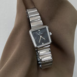 Irregular Square Silvery Steel Watch