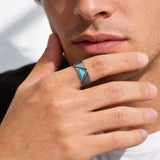 Anillo Geométrico Triángulo Turquesa