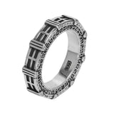 Round Retro Dark Sterling Silver Ring
