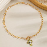 Metal Contrasting Cross Pendant Necklace