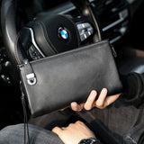 Black Leather Pouch Wallet Clutch Bag