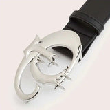 Geometric Buckle Metal PU Leather Belt