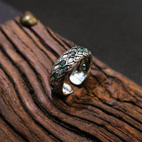 Retro Dragon Skin Green Rhinestone Ring