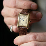 Jam tangan Tali Kulit Persegi Vintage