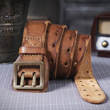 Vintage Genuine Leather Double-Pin Buckle Belt