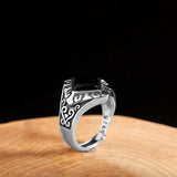 Cincin Ukir Batu Bentuk Berlian Hitam