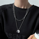 Double-Layer Cat Pendant Necklace