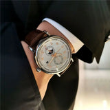 Mondphasen-Herrenuhr mit Lederband
