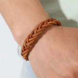 Brown Braided Leather Rope Bracelet