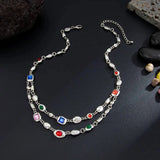 Layered Colorful Acrylic Rhinestone Necklace
