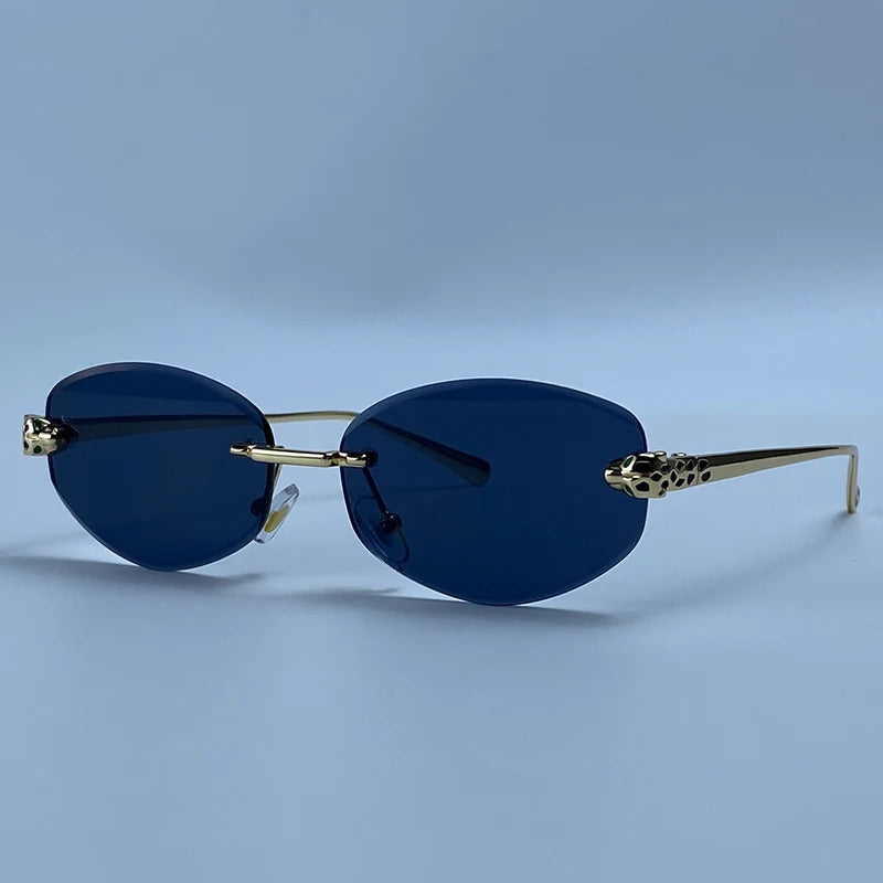 Vintage Lux Rimless Oval Sunglasses