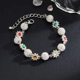 Rhinestone Sunflower Charm Bracelet