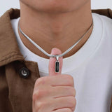 Collar de cadena cubana plana rectangular negra