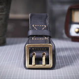 Vintage Genuine Leather Double-Pin Buckle Belt