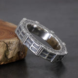 Round Retro Dark Sterling Silver Ring