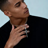 Black Zircon Heart Cross Necklace