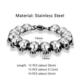 Bracelet Punk Crânes En Acier Inoxydable
