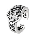 Hollow Zircon Cross Adjustable Ring