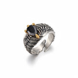 Retro Eagle Wings Black Ring