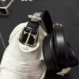 Vintage Geometric Buckle Leather Belt