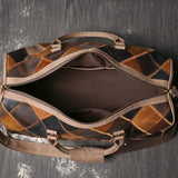 Vintage Diamond Leather Travel Bag