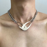 Punk Double Loop Cross Choker Necklace