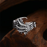 Retro Emboss Feather Ring