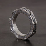 Round Retro Dark Sterling Silver Ring