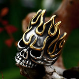 Stainless Steel Flame Skull Ring