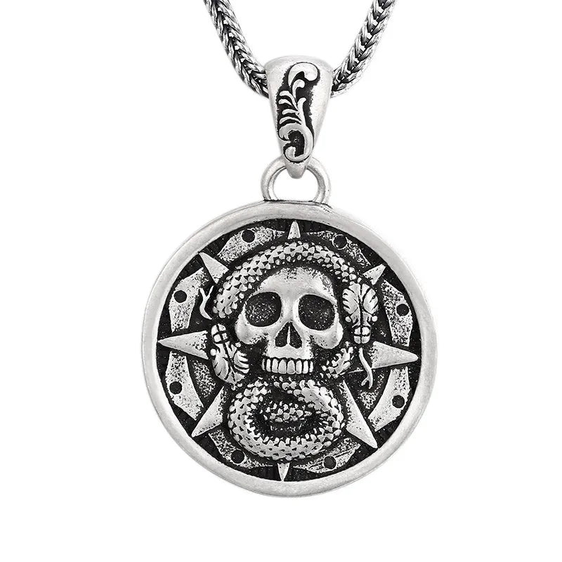 Skull Forged Round Pendant