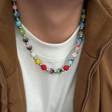 Colorful Rhinestones Round Beaded Necklace