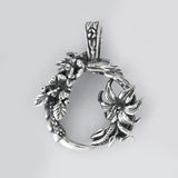 Relief Lily Flowers Circle Pendant