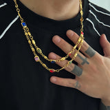 Layered Colorful Acrylic Rhinestone Necklace