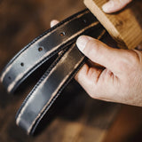 Vintage Black Cowhide Leather Belt