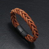 Brown Braided Leather Rope Bracelet