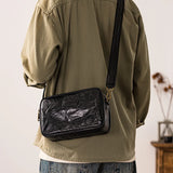 Textured Genuine Leather Sling Bag