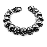 Bracelet Punk Crânes En Acier Inoxydable