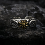 Retro Golden Sun Wings Open Ring